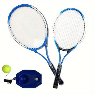 Aluminum Alloy Tennis Racket Set with Trainer Base and Balls ?C Unisex-Adults Tennis Practice Equipment with Elastic Strings ?C Portable Training Gear for Tennis Players